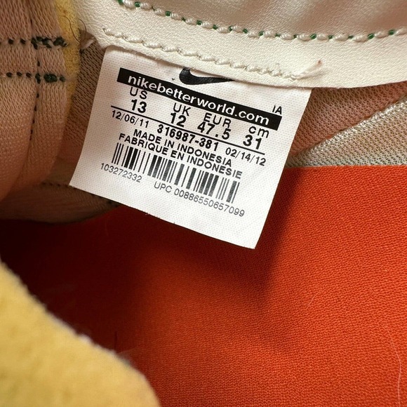 Nike Elite VTNG Vintage Retro Sneaker Court Green/ Orange 316987-381 Mens 13 US - Picture 8 of 9